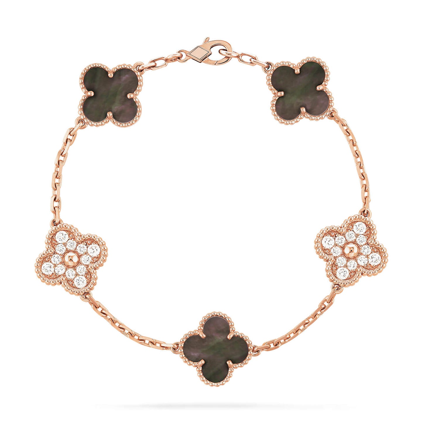 [Luna Brilliance]CLOVER 5 MOTIF GRAY MOP DIAMOND BRACELET