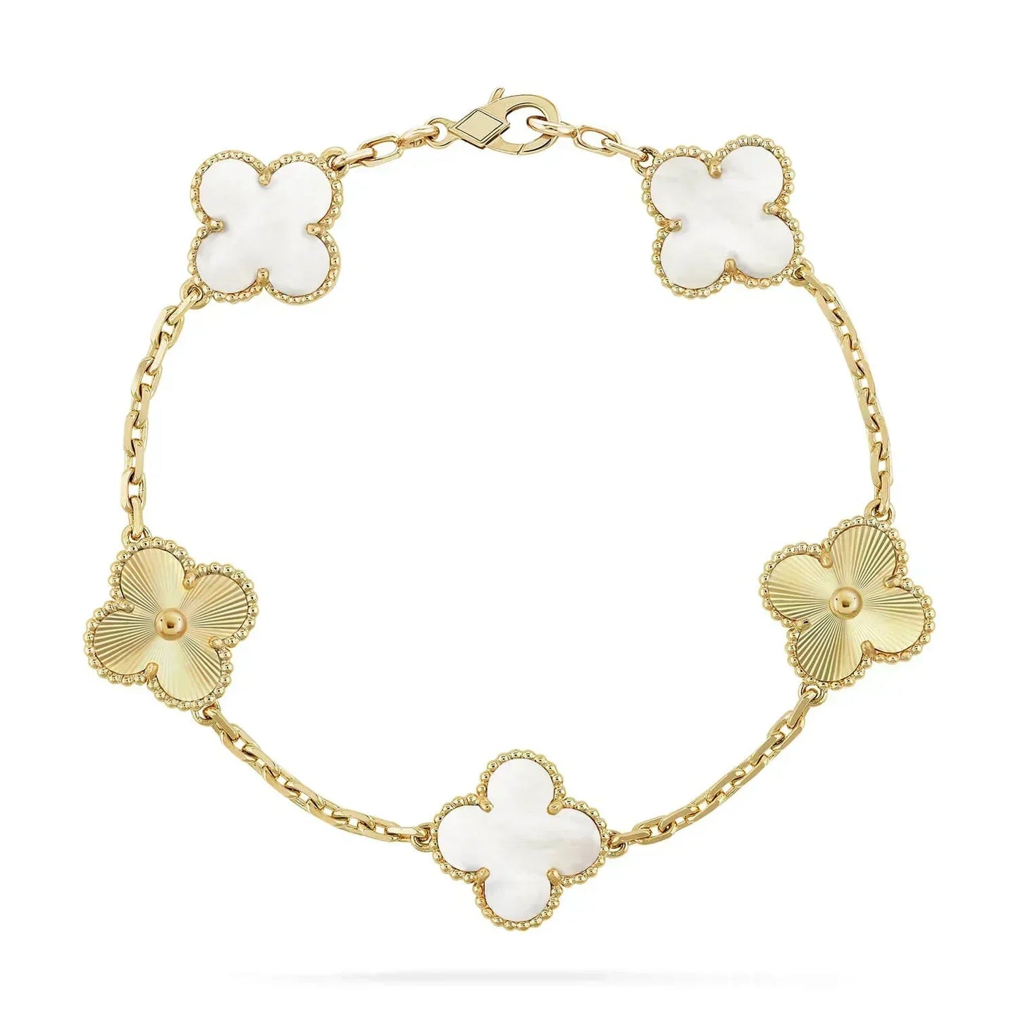 [Luna Brilliance]CLOVER BRACELET 5 MOTIF WHITE MOP PINK GOLD