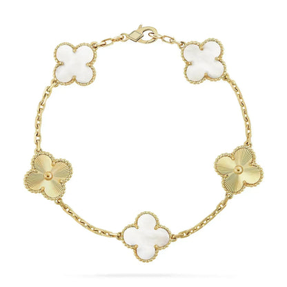 [Luna Brilliance]CLOVER BRACELET 5 MOTIF WHITE MOP PINK GOLD