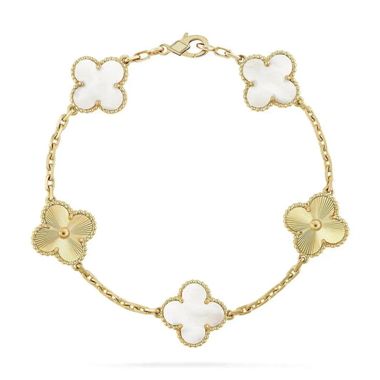 [Luna Brilliance]CLOVER BRACELET 5 MOTIF WHITE MOP PINK GOLD