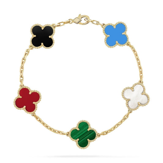[Luna Brilliance]CLOVER 5 MOTIFS MULTICOLOR  BRACELET