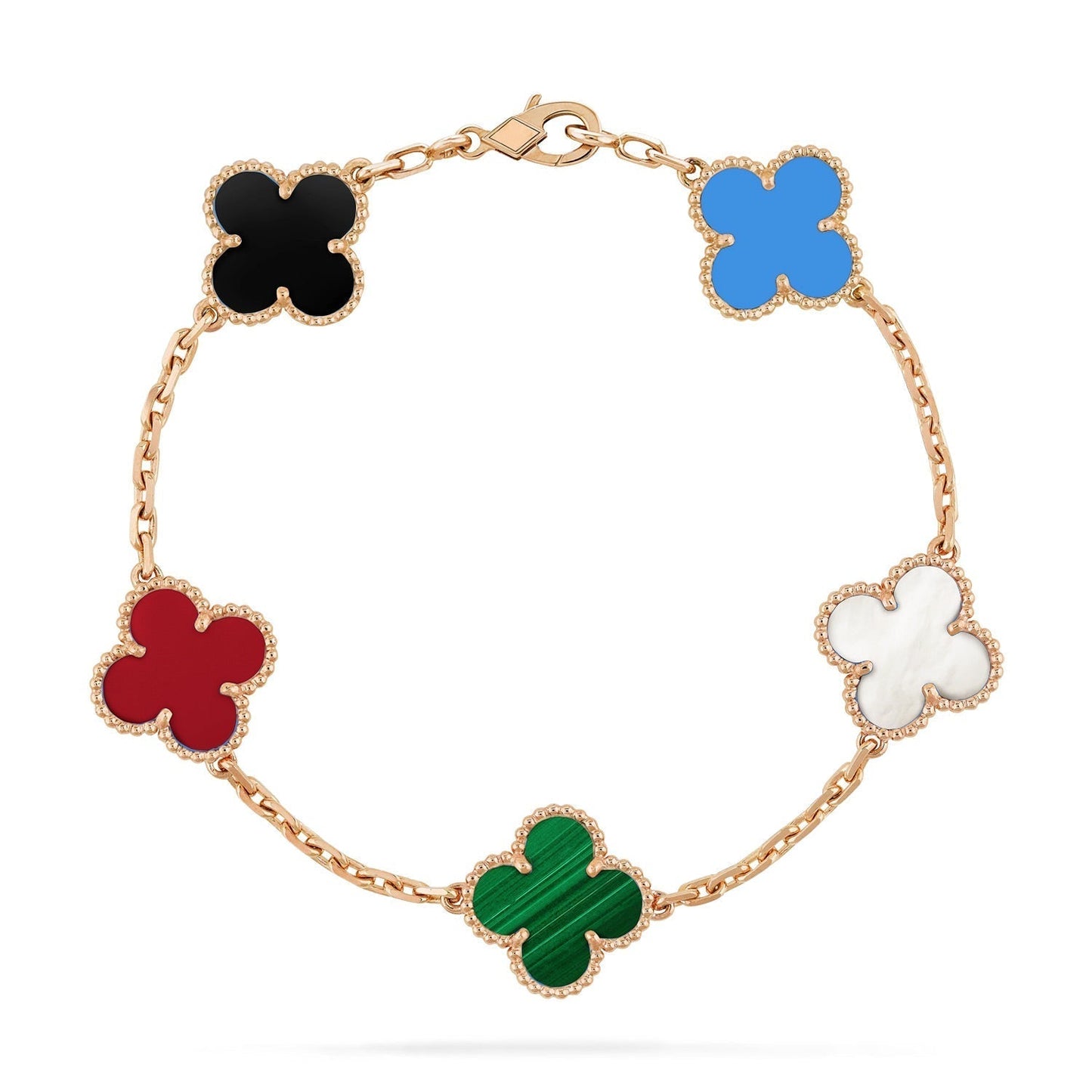 [Luna Brilliance]CLOVER 5 MOTIFS MULTICOLOR  BRACELET