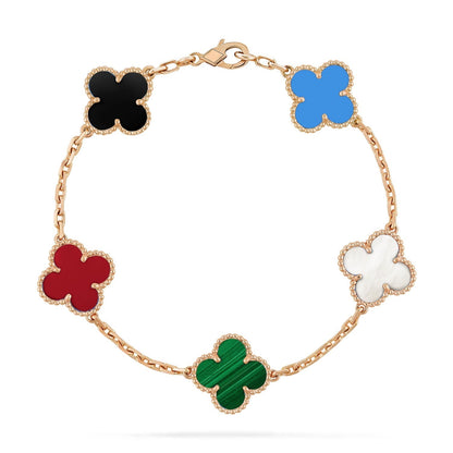 [Luna Brilliance]CLOVER 5 MOTIFS MULTICOLOR  BRACELET