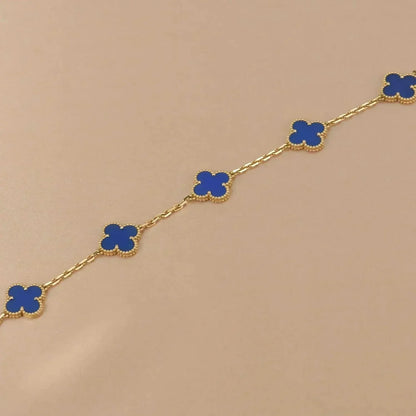 [Luna Brilliance]CLOVER 5 MOTIFS BLUE AGATE BRACELET