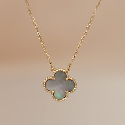 [Luna Brilliance]CLOVER 15MM  GRAY MOTHER OF PEARL NECKLACE