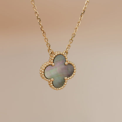 [Luna Brilliance]CLOVER 15MM  GRAY MOTHER OF PEARL NECKLACE