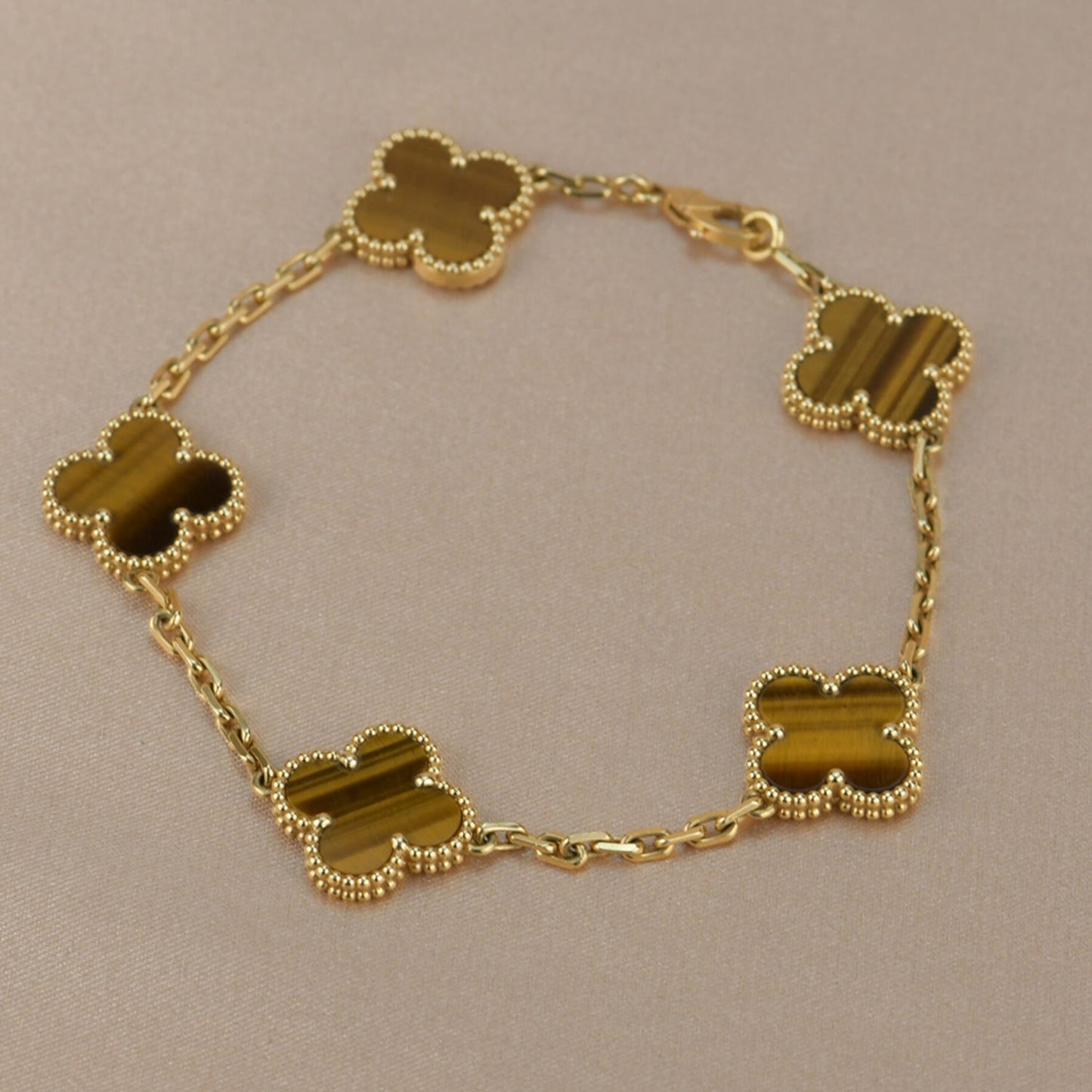 [Luna Brilliance]CLOVER  5 MOTIFS TIGER EYE BRACELET