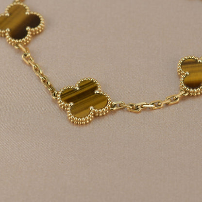 [Luna Brilliance]CLOVER  5 MOTIFS TIGER EYE BRACELET