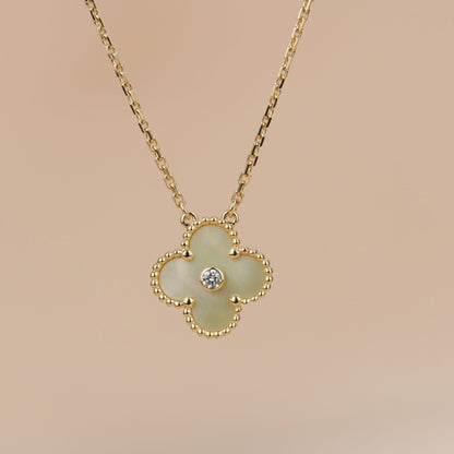 [Luna Brilliance]CLOVER 15MM DIAMOND GOLD MOTHER OF PEARL NECKLACE