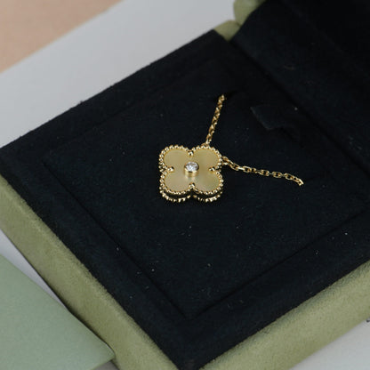 [Luna Brilliance]CLOVER 15MM DIAMOND GOLD MOTHER OF PEARL NECKLACE
