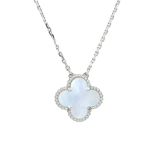 [Luna Brilliance]CLOVER  15MM WHITE MOTHER-OF-PEARL SILVER
