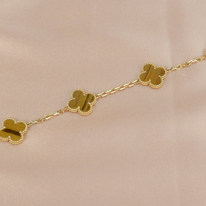 [Luna Brilliance]CLOVER  5 MOTIFS TIGER EYE BRACELET