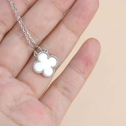 [Luna Brilliance]CLOVER  15MM WHITE MOTHER-OF-PEARL SILVER