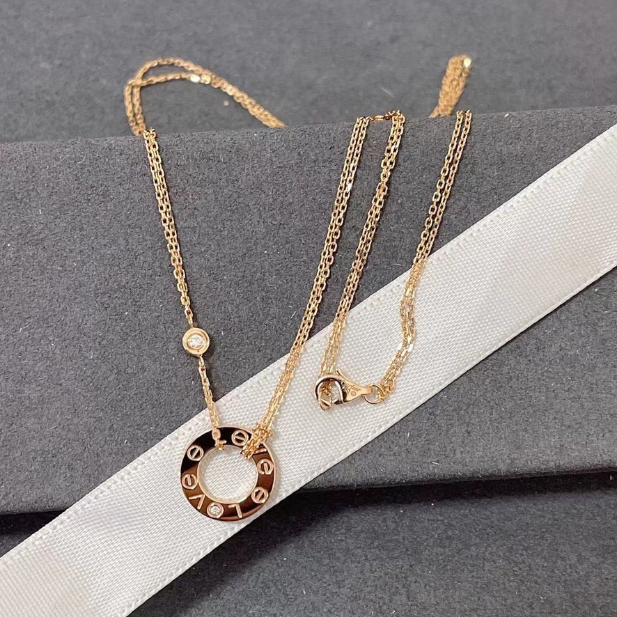 [Luna Brilliance]LOVE NECKLACE 16MM 2 DIAMONDS