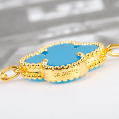 [Luna Brilliance]CLOVER 5 MOTIFS TURQUOISE BRACELET