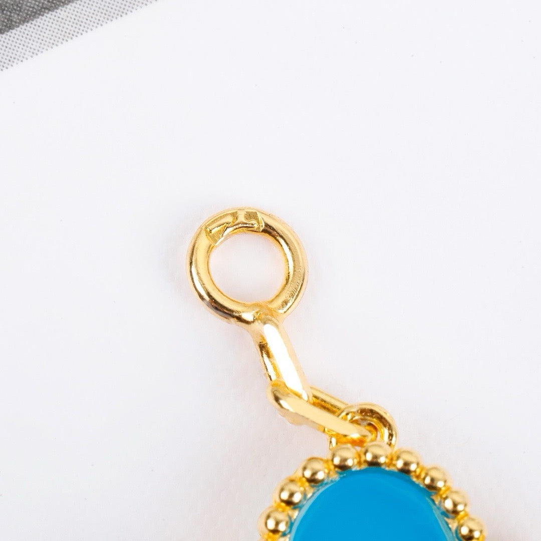 [Luna Brilliance]CLOVER 5 MOTIFS TURQUOISE BRACELET