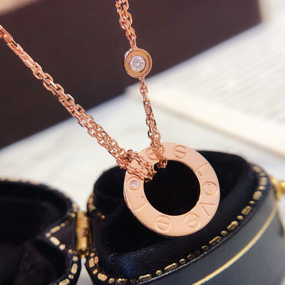 [Luna Brilliance]LOVE NECKLACE 16MM 2 DIAMONDS