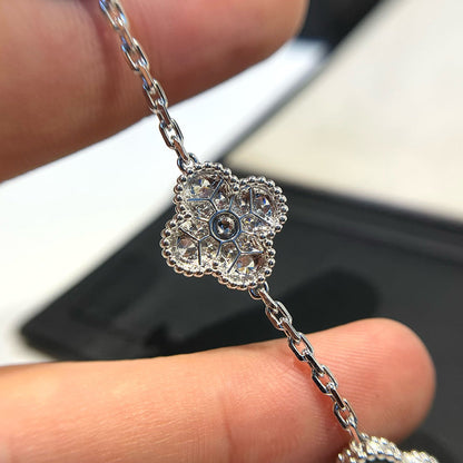 [Luna Brilliance]CLOVER 5 MOTIF ONYXS DIAMOND BRACELET SILVER