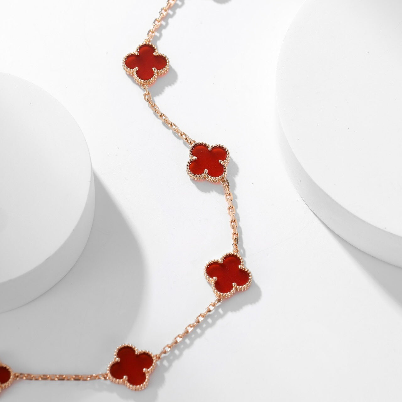 [Luna Brilliance]CLOVER 10 MOTIFS CARNELIAN NECKLACE