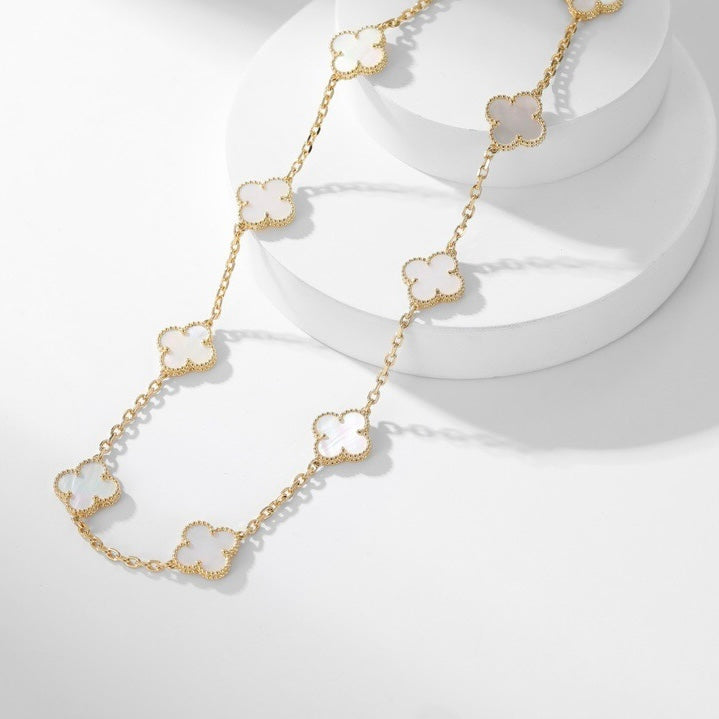 [Luna Brilliance]CLOVER 10 MOTIFS WHITE MOTHER OF PEARL NECKLACE