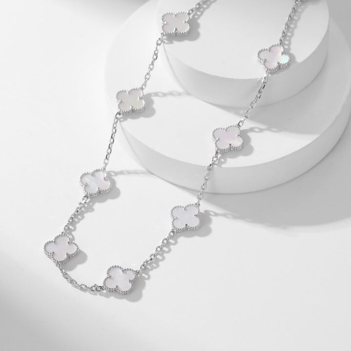 [Luna Brilliance]CLOVER 10 MOTIFS WHITE MOTHER OF PEARL NECKLACE
