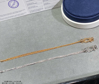 [Luna Brilliance]FORCE SMALL HORSESHOE  DIAMOND CHAIN ROPE BRACELET
