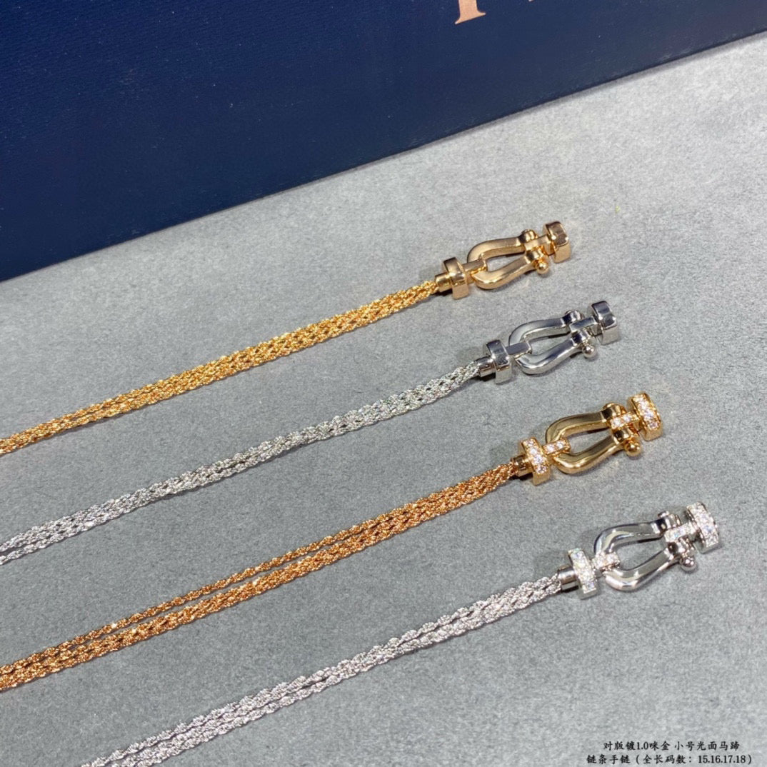 [Luna Brilliance]FORCE SMALL HORSESHOE  DIAMOND CHAIN ROPE BRACELET