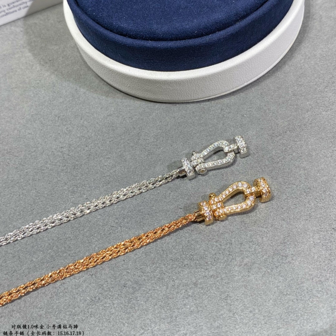 [Luna Brilliance]FORCE SMALL HORSESHOE  DIAMOND CHAIN ROPE BRACELET