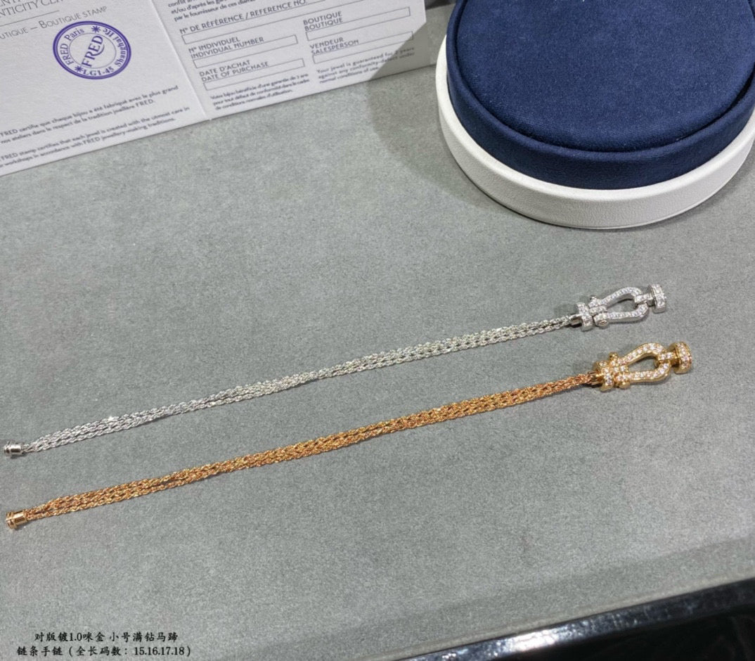 [Luna Brilliance]FORCE SMALL HORSESHOE  DIAMOND CHAIN ROPE BRACELET