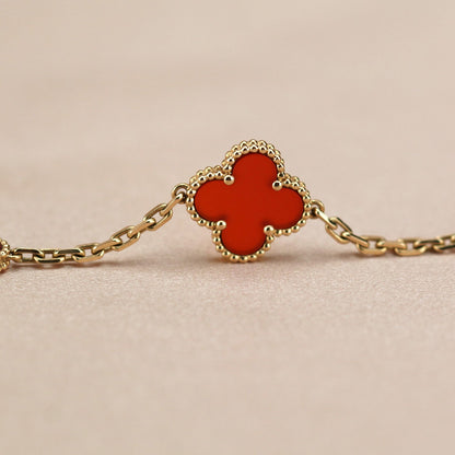 [Luna Brilliance]CLOVER 5 MOTIFS RED AGATE  BRACELET