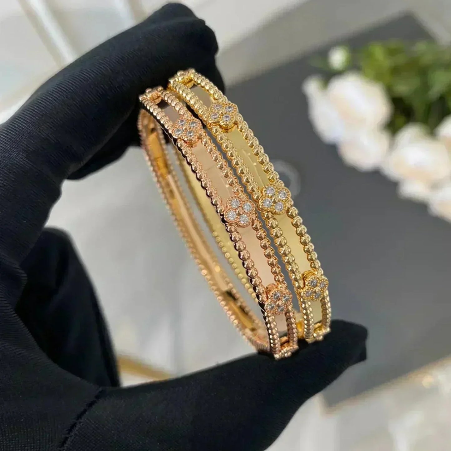 [Luna Brilliance]CLOVER BRACELET 4MM DIAMONDS