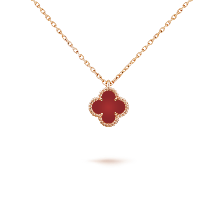 [Luna Brilliance]CLOVER MINI 9.5MM WHITE CARNELIANS NECKLACE