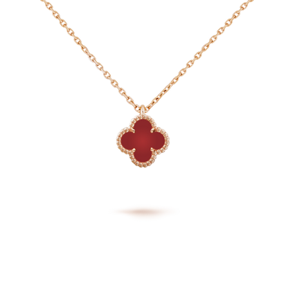 [Luna Brilliance]CLOVER MINI 9.5MM WHITE CARNELIANS NECKLACE