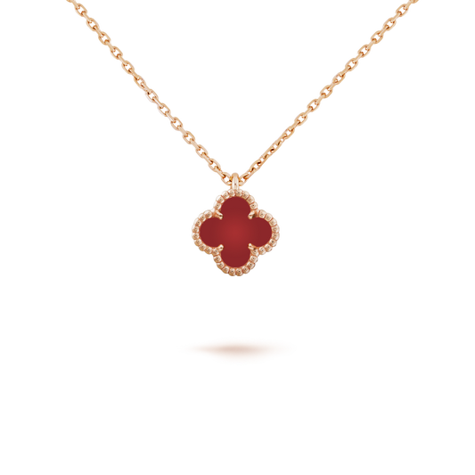 [Luna Brilliance]CLOVER MINI 9.5MM WHITE CARNELIANS NECKLACE