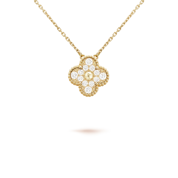 [Luna Brilliance]CLOVER 15MM DIAMOND SINGLE FLOWER NECKLACE