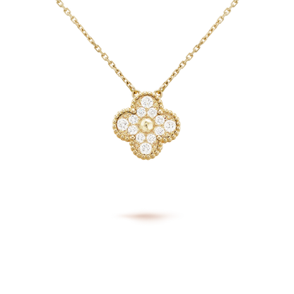 [Luna Brilliance]CLOVER 15MM DIAMOND SINGLE FLOWER NECKLACE