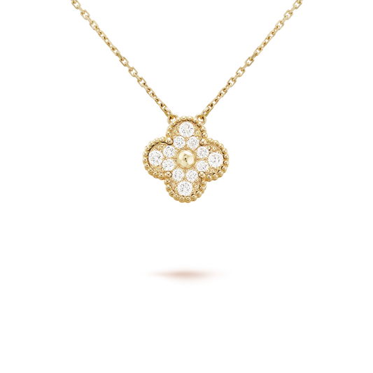 [Luna Brilliance]CLOVER 15MM DIAMOND SINGLE FLOWER NECKLACE