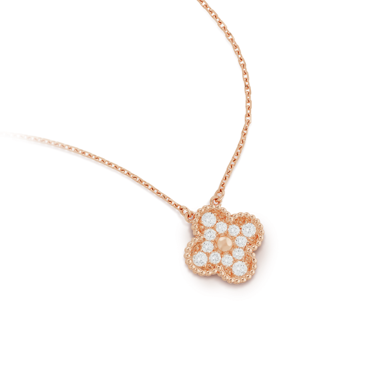 [Luna Brilliance]CLOVER 15MM DIAMOND SINGLE FLOWER NECKLACE