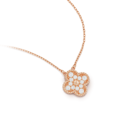 [Luna Brilliance]CLOVER 15MM DIAMOND SINGLE FLOWER NECKLACE