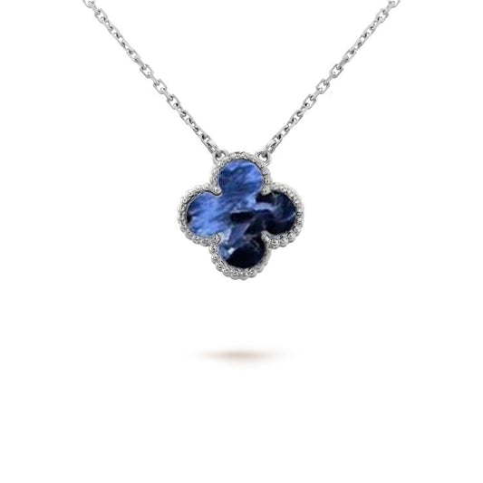 [Luna Brilliance]CLOVER 15MM PIETERSITE NECKLACE SILVER