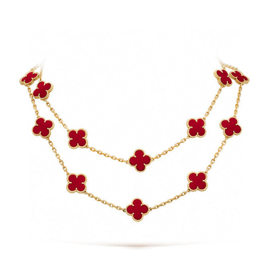 [Luna Brilliance]CLOVER 20 MOTIFS CARNELIAN NECKLACE