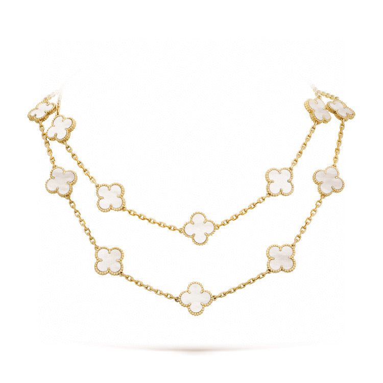 [Luna Brilliance]CLOVER 20 MOTIFS WHITE MOP NECKLACE