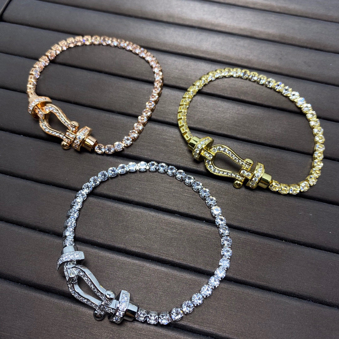[Luna Brilliance]FORCE  LARGE HORSESHOE FULL DIAMOND TENNIS BRACELET