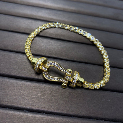 [Luna Brilliance]FORCE  LARGE HORSESHOE FULL DIAMOND TENNIS BRACELET