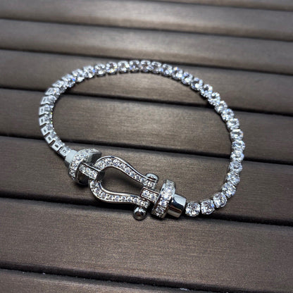 [Luna Brilliance]FORCE  LARGE HORSESHOE FULL DIAMOND TENNIS BRACELET