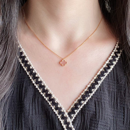 [Luna Brilliance]CLOVER 15MM PINK MOTHER-OF-PEARL SINGLE FLOWER NECKLACE