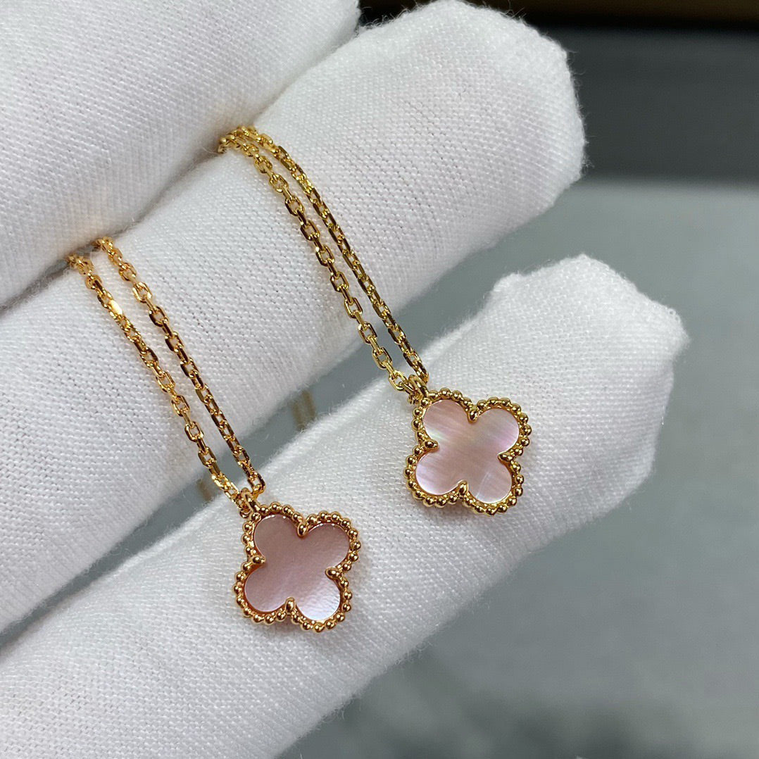 [Luna Brilliance]CLOVER 15MM PINK MOTHER-OF-PEARL SINGLE FLOWER NECKLACE