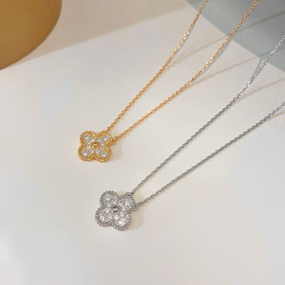 [Luna Brilliance]CLOVER 15MM DIAMOND SINGLE FLOWER NECKLACE
