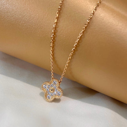 [Luna Brilliance]CLOVER 15MM DIAMOND SINGLE FLOWER NECKLACE