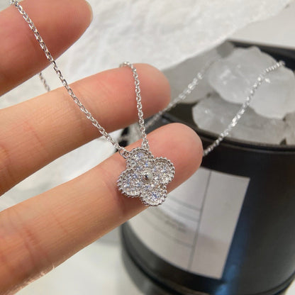 [Luna Brilliance]CLOVER 15MM DIAMOND SINGLE FLOWER NECKLACE
